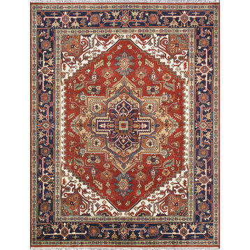 Serapi Collection Hand-Knotted Rust Wool Area Rug- 7'10'' X 10' 2''
