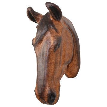 Luxe Horse Head Papier Mache Wall Sculpture Farmhouse Bust Animal Art Mounted