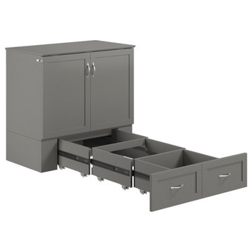 Hamilton Murphy Bed Chest Twin Extra Long Gray With Charging Station