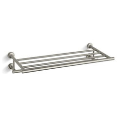 Elie Bathroom Shelf with Towel Bar in Brushed Nickel