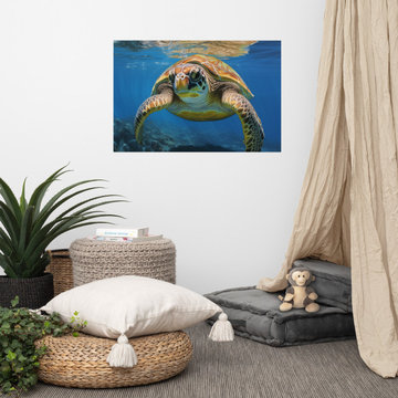 Coastal Artwork for Walls: Eternal Voyager Sea Turtle Coastal Illustration