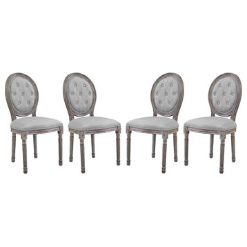 Modway Arise 19.5" Polyester Fabric Dining Side Chair in Light Gray (Set of 4)