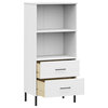 vidaXL Bookshelf Bookcase with 2 Drawers Storage Cabinet White Solid Wood OSLO