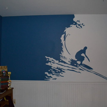 Surfer Mural in Teenage Boys Room
