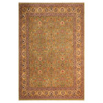 Bareens Designer Rugs - Turkish Knotted Istanbul Sari Green/Gold Wool Rug 8'3'' x 10'4'' - Designed with a mesmerizing intricate traditional motif this glorious hand knotted rug is a masterpiece that will fill any space with sophistication and grace. An exhilarating color pallet with an elaborate design, this masterpiece features luxurious hand spun wool with all vegetable dyes to add comfort and style to your decor. The design, color and beautiful chromatic composition with a sheen in traditional and transitional designs, exude beauty, elegance and quality make this rug a masterpiece of its own.