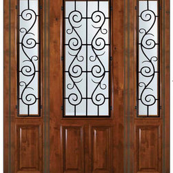 Prehung Sidelights Door 96 Alder St. Charles 2/3 Lite Wrought Iron - Front Doors