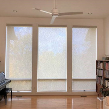 Textured motorized and manual roller shades