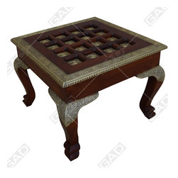 EXOTIC BRASS & WOOD COFFEE TABLE - Furniture