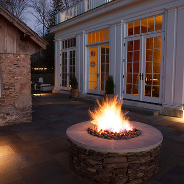 Bluestone Patio, Walls, Steps, Gas Fire Pit, Landscape Lighting