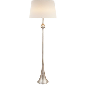 Dover Floor Lamp, 1-Light, Burnished Silver Leaf, Linen Shade, 63.5"H