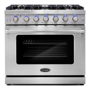 36" Freestanding Range with 6 Gas Sealed Burners & Convection Oven