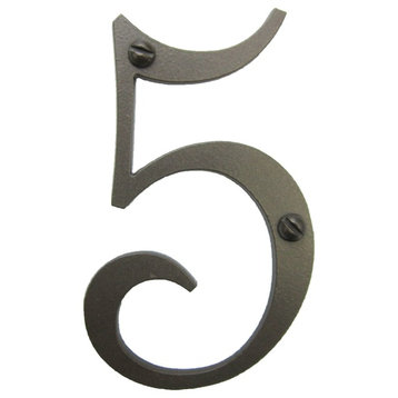 Classic Smooth Spanish Style Address Numbers, Bronze, 6", 5
