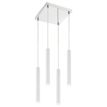 Forest 4 Light Billiard, Chrome With 12" Matte White Shade
