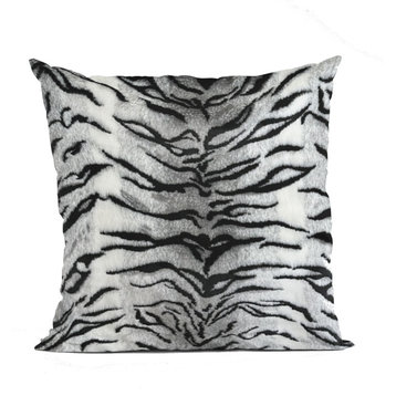 Plutus Black and White Zebra Faux Fur Throw Pillow, 12" x 20"