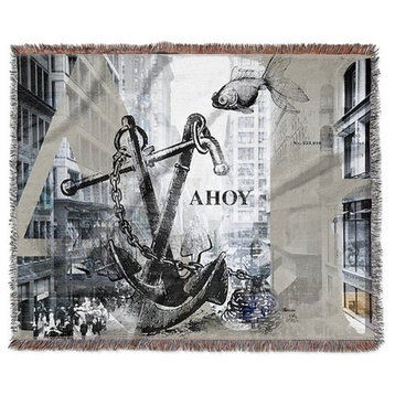 "Urban Collage, Ahoy" Woven Blanket 80"x60"
