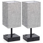 Brawbuy - 3 Way Dimmable Touch Control Table Lamp, Nightlight with USB Ports,Set of 2 - 【3 Way Dimmable Touch Control Design】- The dimmable bedside nightstand lamp offers 3 level brightness options(Low, Medium, High), just simply tapping on anywhere of the metal base to adjust the lighting to the perfect setting, perfect for nightstand mood, decorative accent, or bright working light. This touch-sensitive lamp can be easily controlled over by people of all ages.