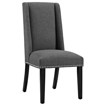 Baron Parsons Upholstered Fabric Dining Side Chair, Gray