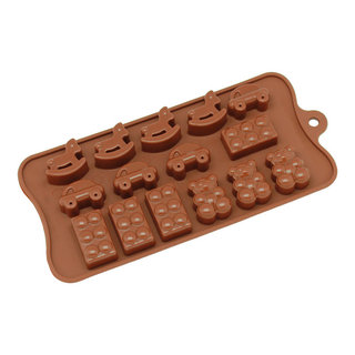 Freshware 15-Cavity Christmas Silicone Mold for Chocolate and Candy White/Brown