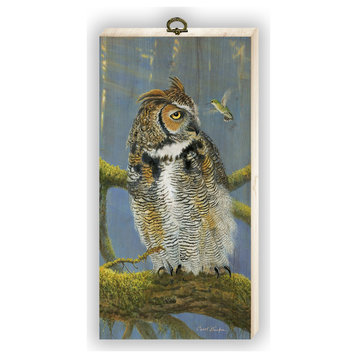 "Fearless Owl and Hummingbird" Cutting Board, 6"x12"