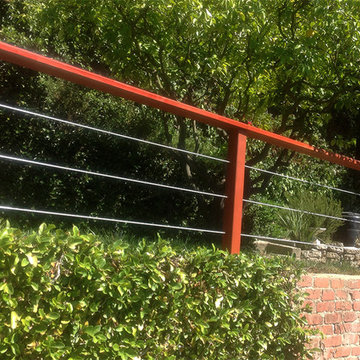 Railing Fence--Cable Railing with Wood Frame