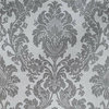 Gray textured victorian damask faux fabric Wallpaper, 8.5'' X 11'' Sample