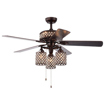 Pristil 52-Inch Ceiling Fans with Crystal Grid Shade