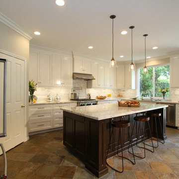 Irvine: White Kitchen with Built-in Desk