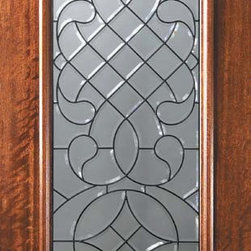 Slab Entry Single Door 96 Wood Mahogany Savoy 1 Panel 3/4 Lite Glass - Front Doors