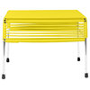 Atom Indoor/Outdoor Handmade Ottoman with Chrome Frame, Yellow Weave