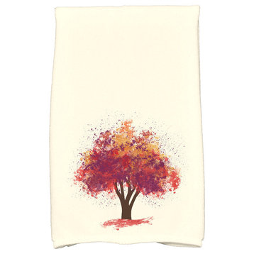 Fall Bounty Floral Print Kitchen Towel, Purple