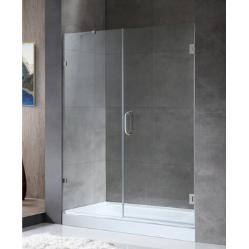 ANZZI Makata 60"x72" Frameless Shower Door, Brushed Nickel