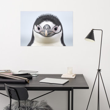 Cute Penguin Art: Chinstrap Penguin Chick Portrait Photorealism - Digital Art