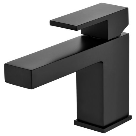 Luxier BSH05-S Single-Handle Bathroom Faucet with Drain, Matte Black