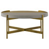 Dua Gray Concrete Coffee Table With Antique Brass