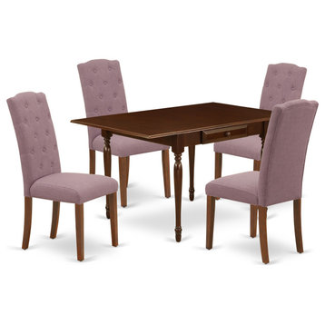 5-Piece Dinette Set, Wood Table, 4 Parsons Chairs, Dahlia, Drop Leaf Table