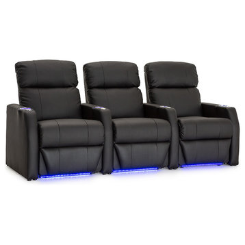 Seatcraft Sienna Home Theater Seating, Black, Leather, Row of 3