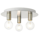 Livex Lighting - Livex LightiHillview, 3 Light Flush Mount, Brushed Nickel/Satin Nickel - Minimal and versatile describes the Hillview colleHillview 3 Light Flu Brushed NickelUL: Suitable for damp locations Energy Star Qualified: n/a ADA Certified: n/a  *Number of Lights: 3-*Wattage:40w Medium Base bulb(s) *Bulb Included:No *Bulb Type:Medium Base *Finish Type:Brushed Nickel