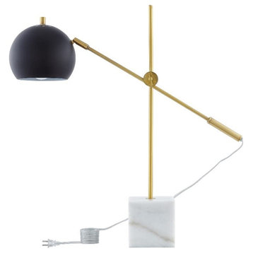 Ameya Table Lamp 5ft Power Cord, Marble Stone Base , Black