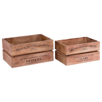 Elk Lighting Oysters Clams Boxes Set of 2, Distressed & Black Print