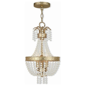 French Country Traditional Three Light Chandelier-Winter Gold Finish