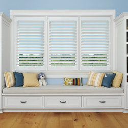 Traditional White Bedroom Custom Window Shutters by Hunter Douglas - Interior Shutters