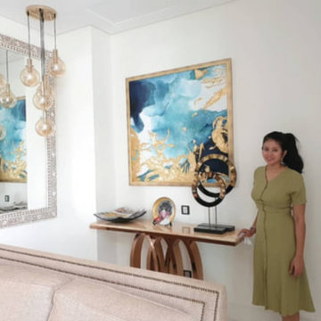 Blue and Gold Elegant Abstract Oil Painting I ArtisanMalaysia.com