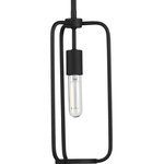Progress Lighting - Bonn Collection 1-Light Black Mini-Pendant - The Bonn Collection One-Light Black Mini-Pendant personifies an industrial vintage vibe sure to create an unforgettable lighting experience. Smooth metal bars coated in a beautiful matte black finish curve to form a simple, open-cage light fixture. From the bottom of the sleek center stem, a single light base appears to drop and gives an extra touch of refined visual interest.