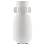 Currey & Company - Happy 40 Wings White Vase - Proving our artisanal prowess with materials is our Happy 40 collection, which includes our Happy 40 Wings White Vase. Each of the ceramic bodies of the seven vases in this family, inspired by the Art Decoratif period, are hand thrown. With the designs that have handles, they require great skill to adjust to the sides of each vase symmetrically. The necks of these decorative vases are straight, which means they do not have a circular edge at the mouth to reinforce them during baking; and the texture is hard to obtain, which means they have to be fired at a special temperature. We are introducing these objets d'art in a textured matte white and a textured matte black.