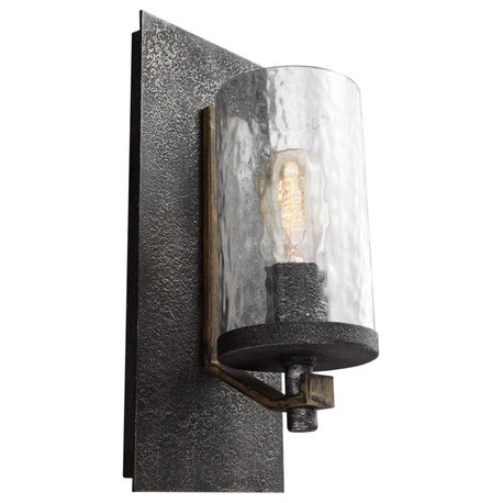 Lanesnoro 1 Light Bathroom Vanity Light, Distressed Weathered Oak and Slated
