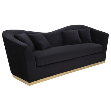 Arabella Velvet Upholstered Sofa, Black