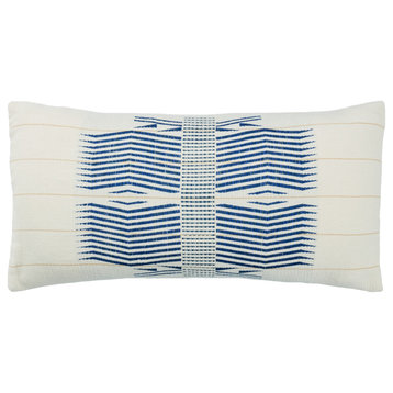 Jaipur Living Milak Tribal Blue/Cream Down Pillow 12"X24" Lumbar