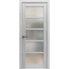 Solid French Door Frosted Glass | Quadro 4002 Nordic White | -24 x 80