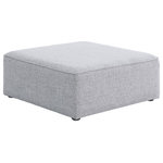 Meridian Furniture - Cube Upholstered Modular Component, Gray, Linen Texured Fabric, Ottoman - Treat yourself to some long overdue "me time" when you're seated on this Cube Modular Ottoman. This beautiful modular unit is both eye-catching and elegant, features durable linen textured upholstery in a soft grey color that meshes well with nearly any existing color scheme. Pair this modular Ottoman with other items in the same collection to create an unlimited number of combinations and enjoy the custom seating arrangement of your dreams. Latches underneath make it easy to attach pieces to one another.