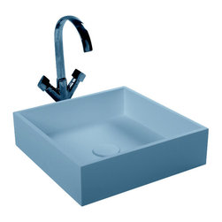 ADM Bathroom Design - ADM Square Countertop Sink, White, 14" - Bathroom Sinks